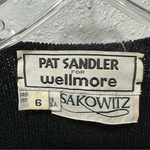VINTAGE PAT SANDLER Sakowitz Black Knit Jumpsuit Sz 6 Mob Wife 70s 80s Cocktail - Picture 12 of 16